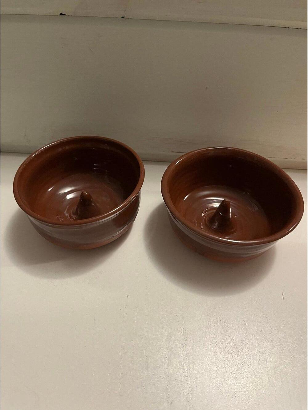 Ceramic brown clay/terracotta bowl or ring/jewelry holder SET OF 2 Handmade